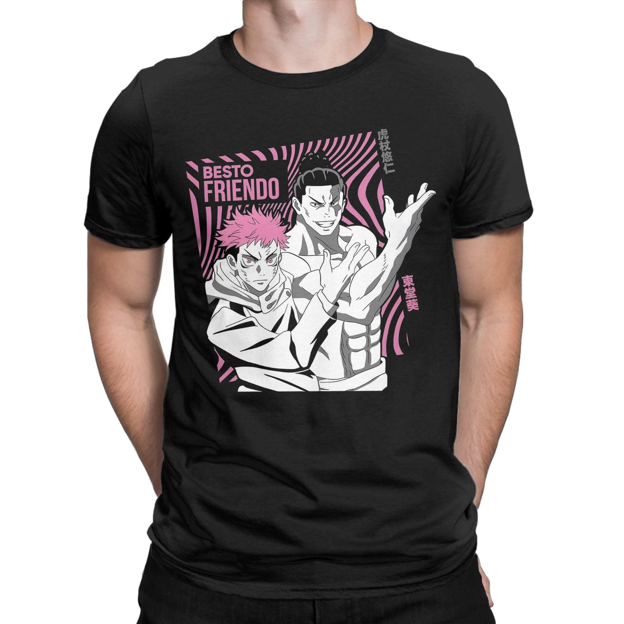 

The Best Friend Technique Duo JJK Anime Yuji Itadori T-Shirts Men Awesome Pure Cotton Tee Shirt Short Sleeve T Shirts Clothes XXL чорний