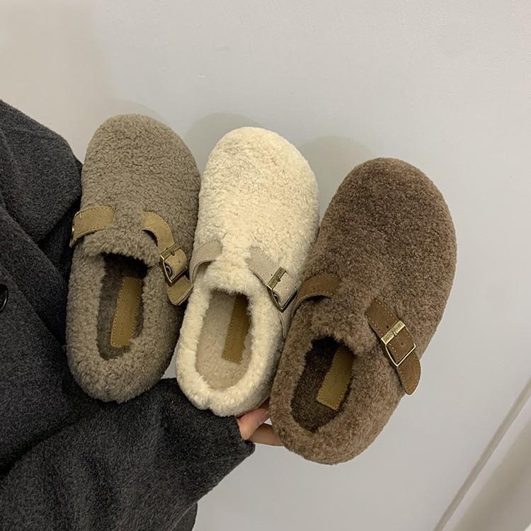 Sheepskin version~ Square head sequined flower toe sandals women's French exquisite skirt one word with wedge heel Roman sandals