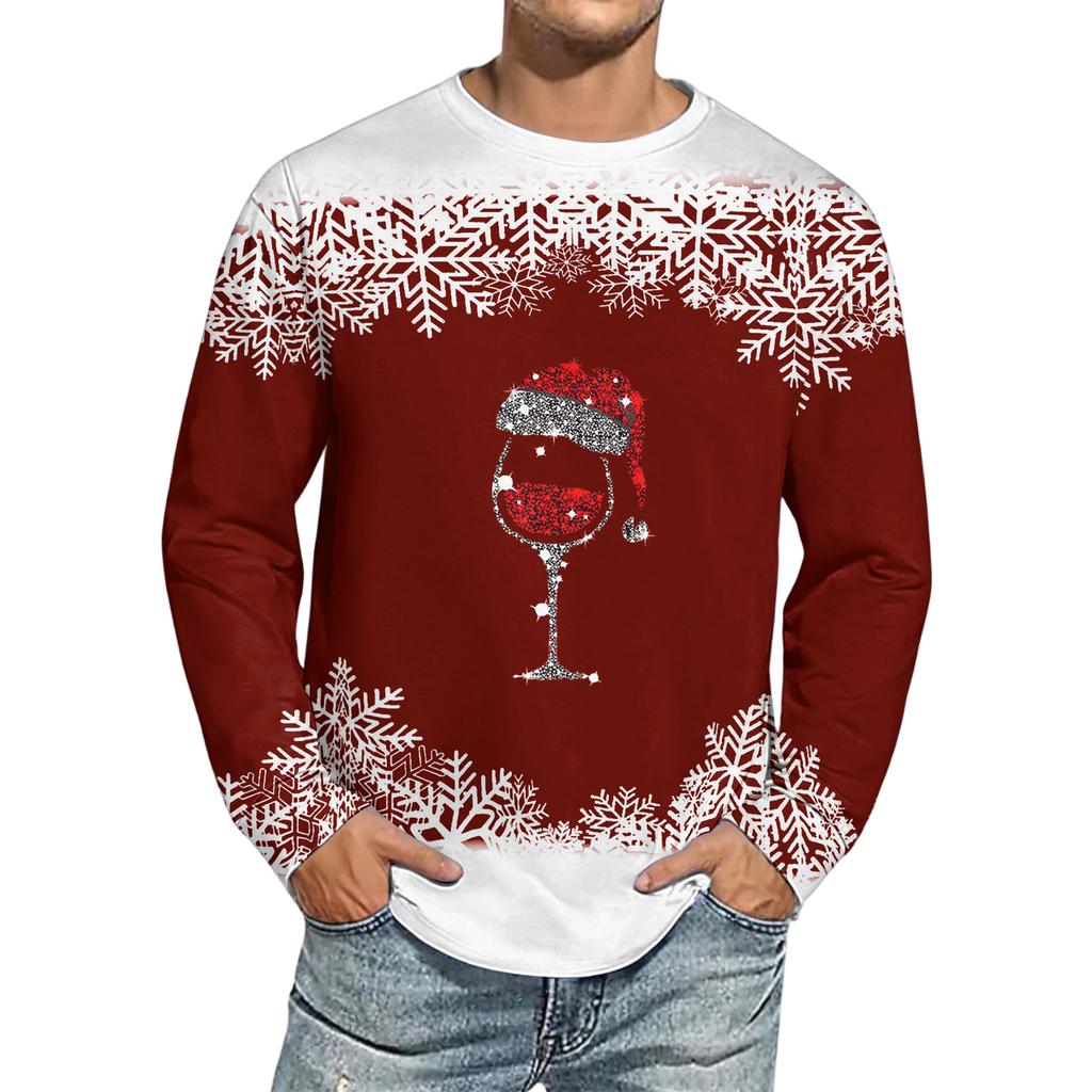 Herre Juleprintet Imitert Bomull Langermet Skjorte