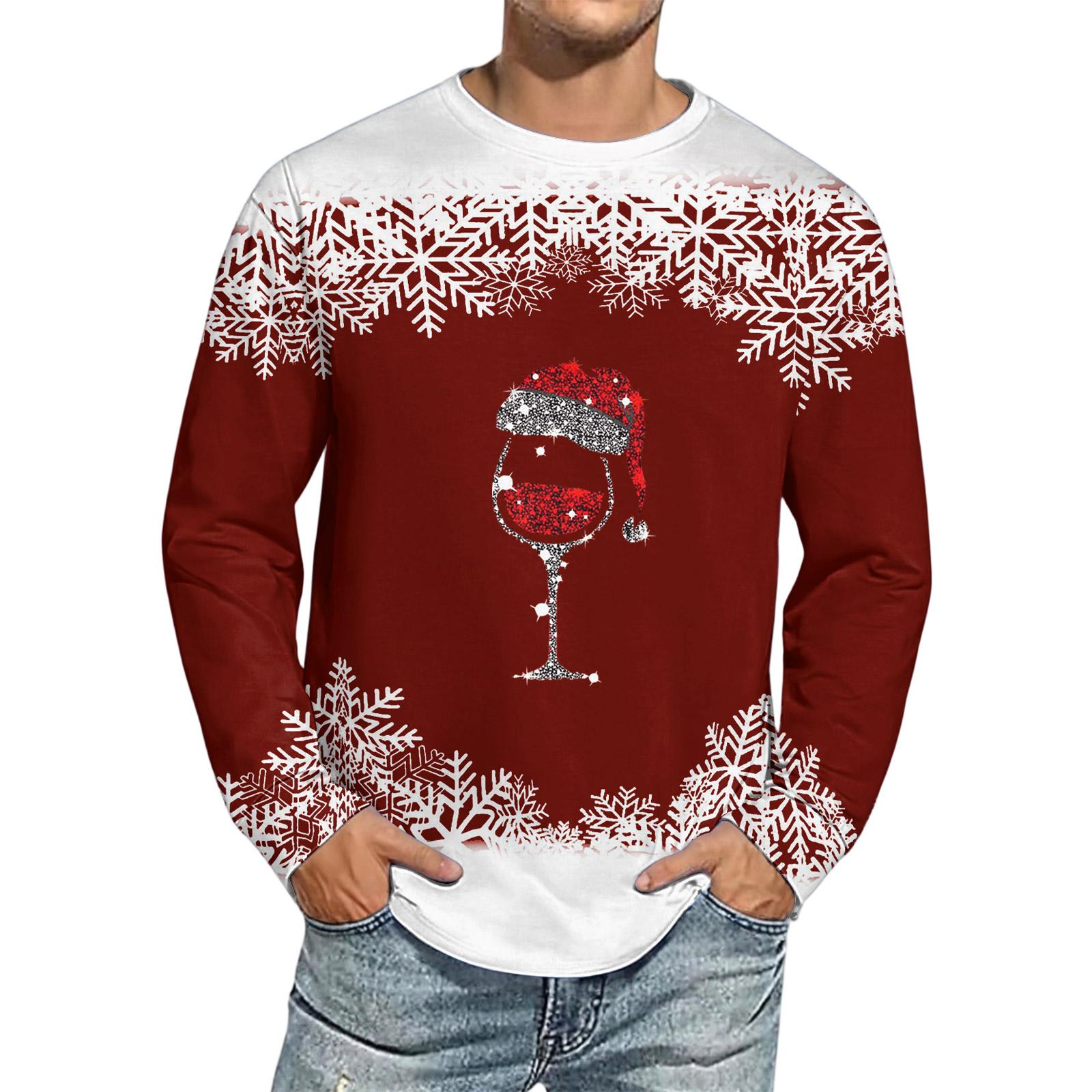 

Мужская рождественская рубашка с принтом, имитация хлопка, с длинным рукавом S белый