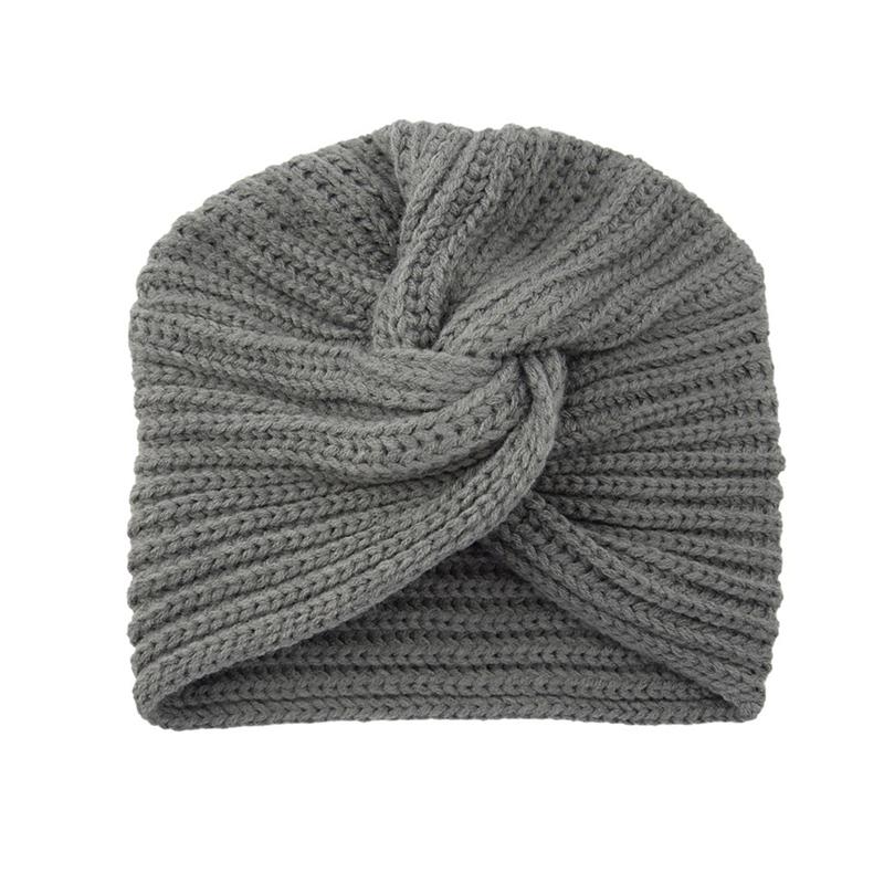 1Pc Women Headwear Head Wrap Hair Loss Turban Solid Color Knitted Cap Polyester