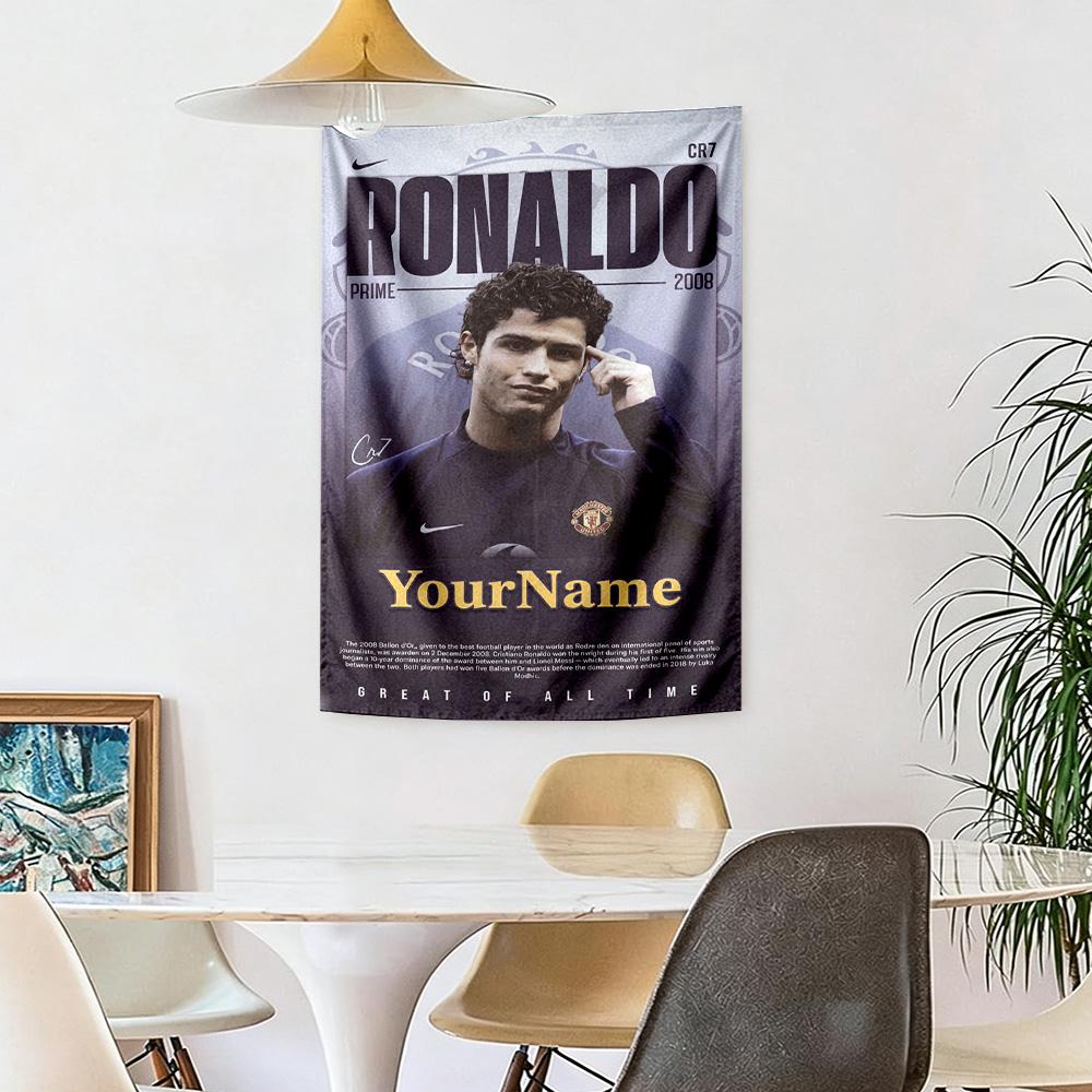 Cristiano Ronaldo Custom Your Name Wall Decor Tapestry Art For Pet Memorial Birthdaywedding Party Backdrop Family Gift