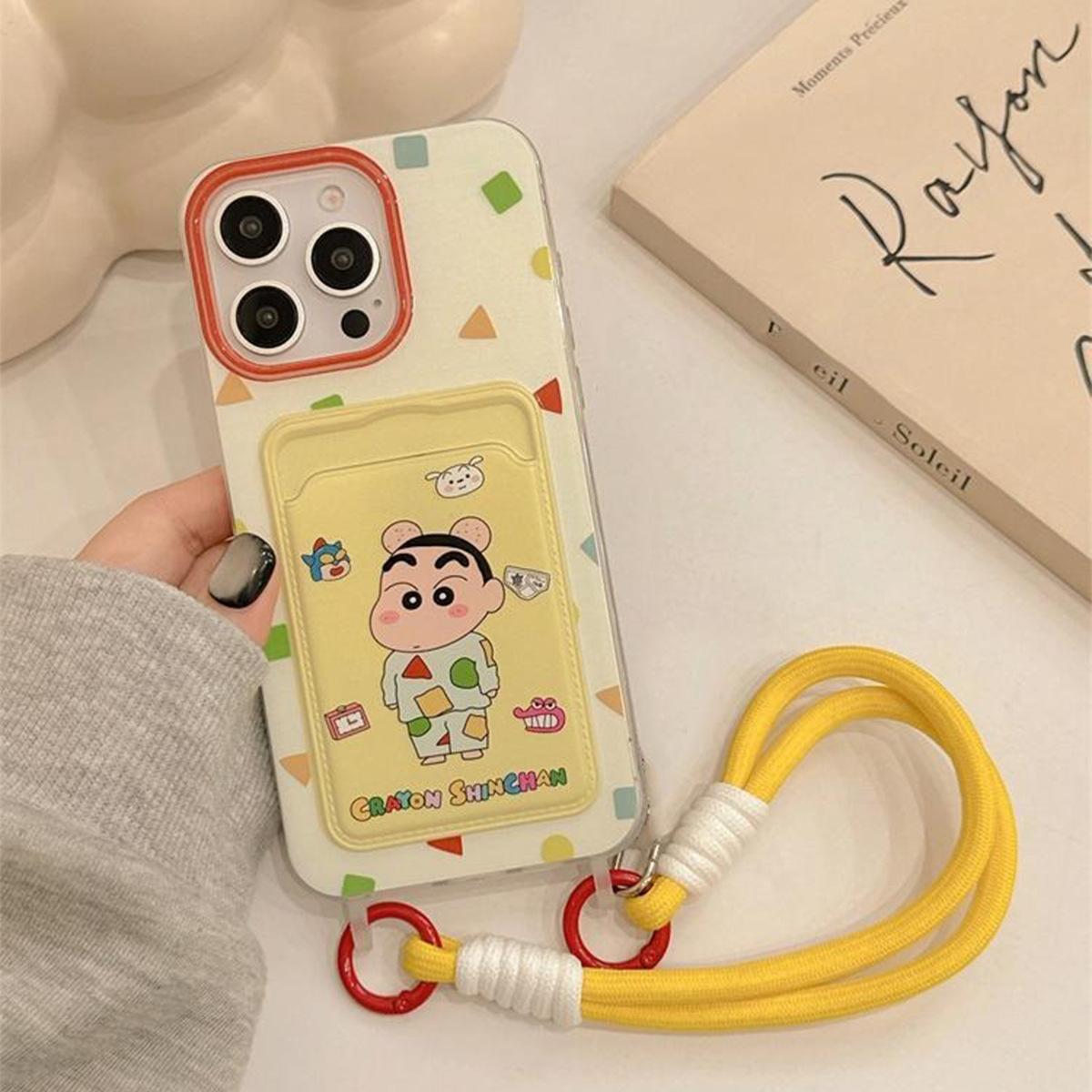 

Hanging Rope Card Bag Phone Case Cartoon Cute Trendy Female Heat Dissipation Couple Soft Edge Temperament Minimalist Skin Feel Phone Case For iPhone 17 Pro Max