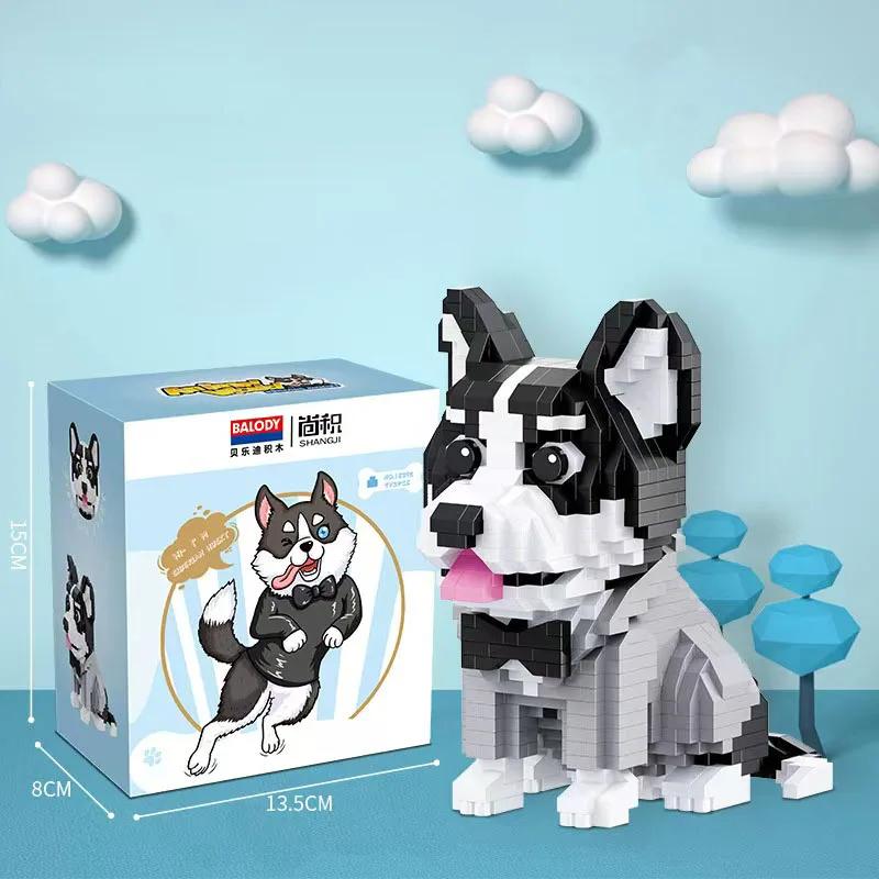 Cartoon Animal Building Blocks Diamond Bricks Creative Pet Dog Famous Husky Poodle Model Educational Toys Kids Adults Gifts