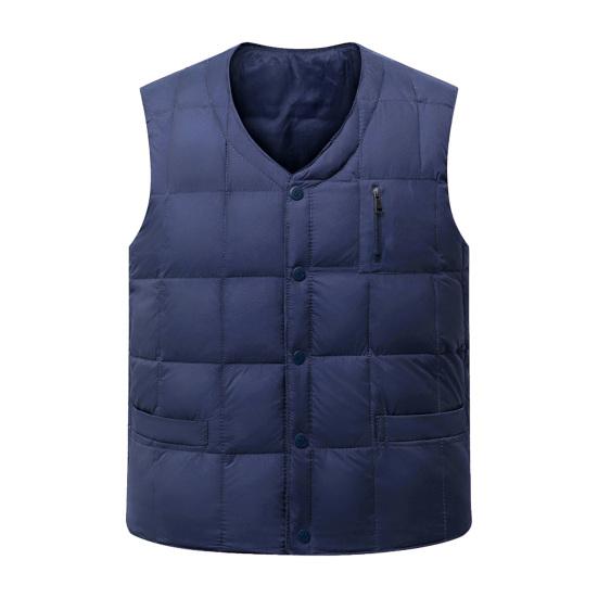 Pánská vesta s výstřihem do V, bez rukávů, jednobarevná, jednořadá, vestový kabát s kapsami, větruodolná, zateplená, prošívaná spodní vesta, bunda