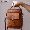 Men's Classic Top Grain Leather Crossbody Bag - Genuine Vertical Shoulder Bag for Casual Commute