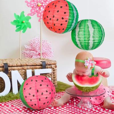 Paper Lantern Watermelon Shape Hawaii Party Beach Decorative Lantern Indoor Outdoor Festive Atmosphere Decor