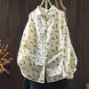 Women Vintage Print Floral Shirts Turn-down Collar Autumn Soft Long Sleeve Blouses Female Button Shirt