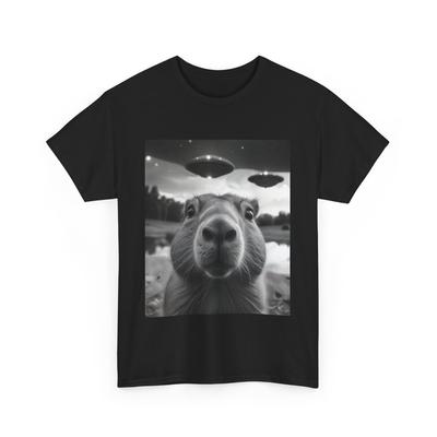 Capybara Weltraum T-Shirt, Capybara Nagetier Liebhaber Tierpfleger Fliegende Untertasse T-Shirt