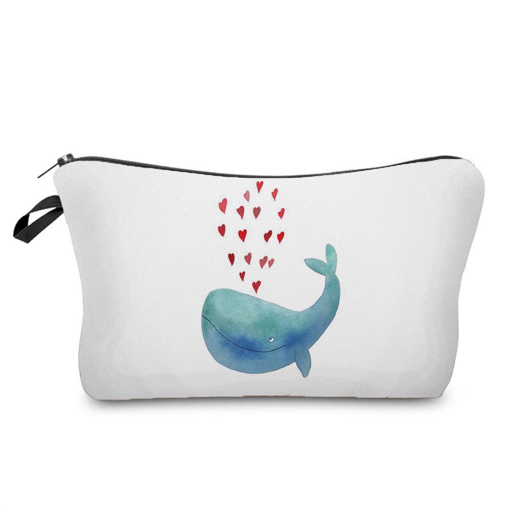 Women Whale Print Cosmetic Bag Toiletries Organize Travel Storage Case 6688