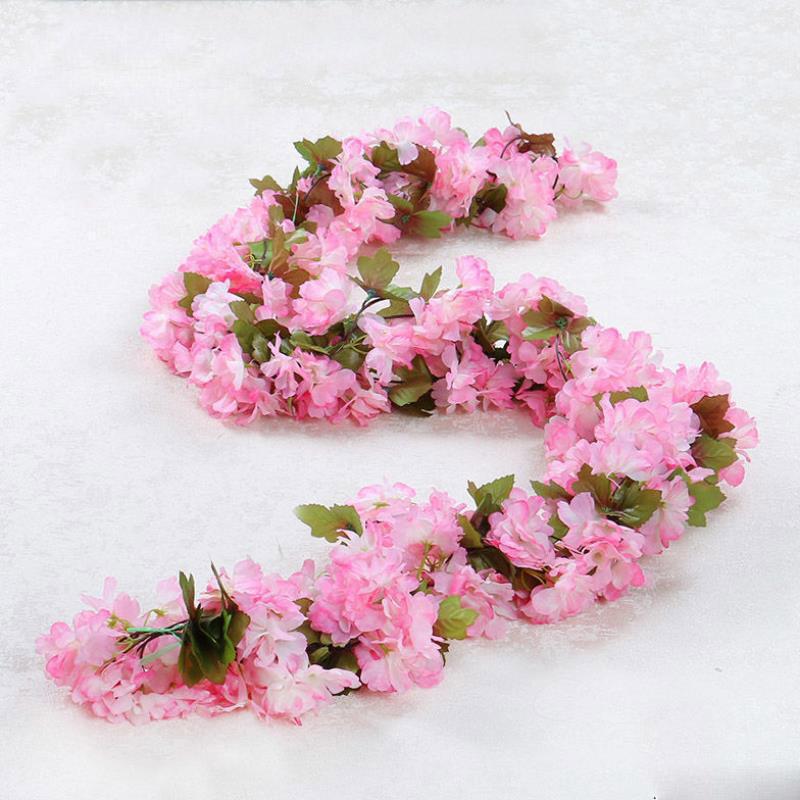 2,3 м искусственный цветок искусственный цветок вишневого цвета искусственный плющ венок из лозы подвесной бутон лоза цветок украшение для свадебной вечеринки