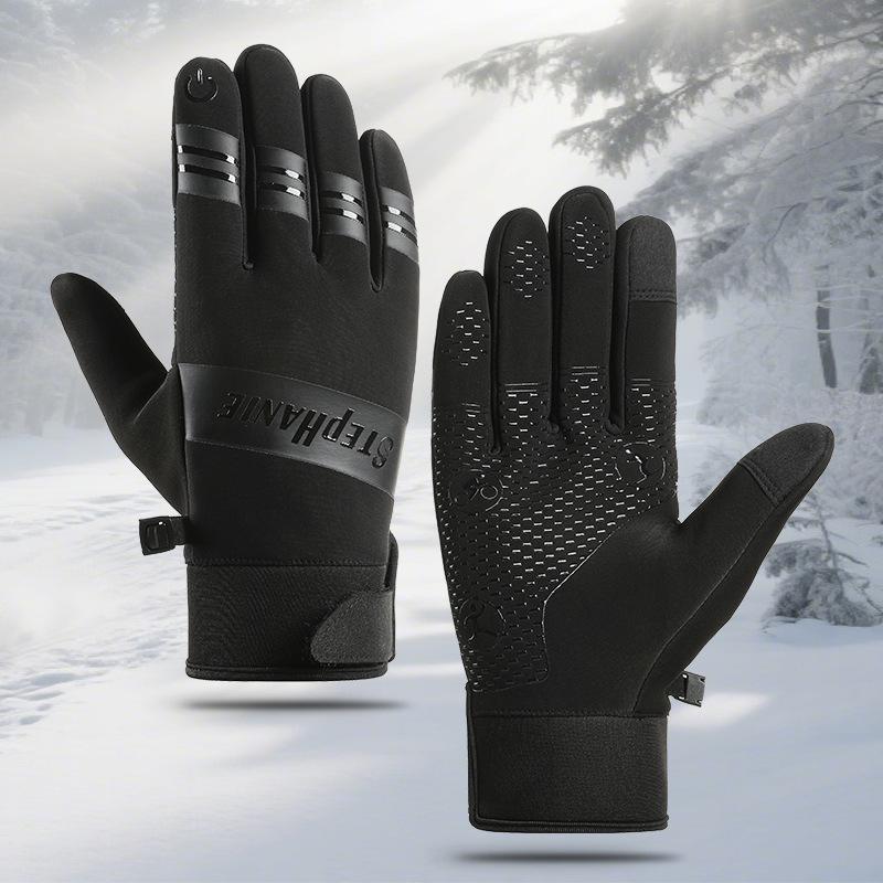 Winter Warm Gloves for Men and Women Outdoor Sports Cycling Waterproof Cold Proof and Anti Slip Touch Screen Windproof Plus Velvet Cycling Gloves