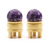 Amethyst Crystal Faceted Sphere with Wooden Stand