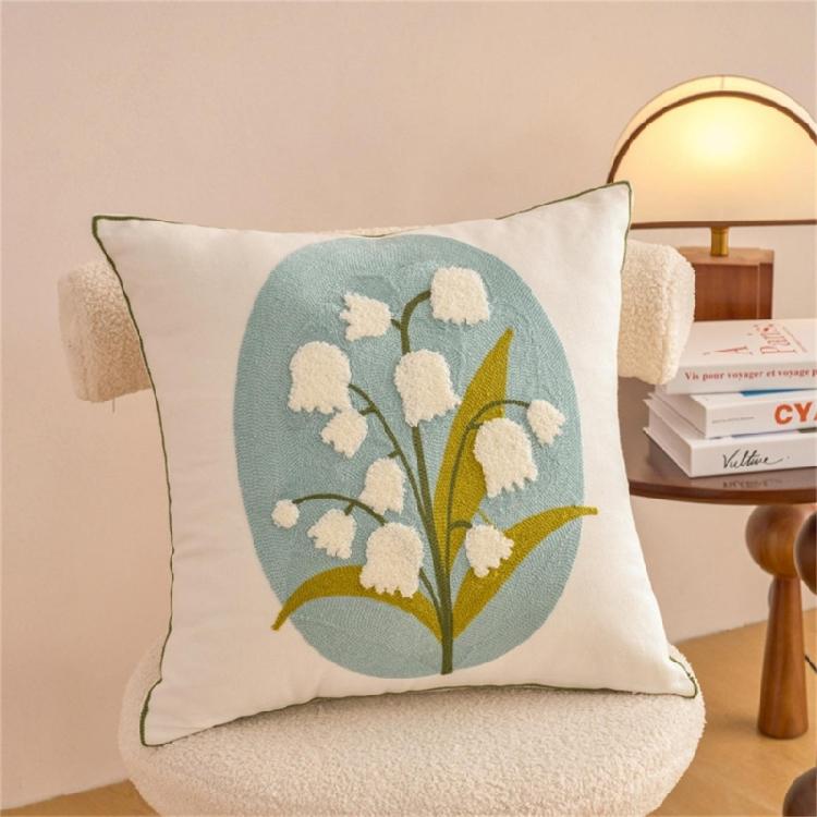 Pillowcase Artistic Flower Stitching Cotton Canvas Pillow Cover Breathable Sofa Bed Accent Piece Pillow Sham
