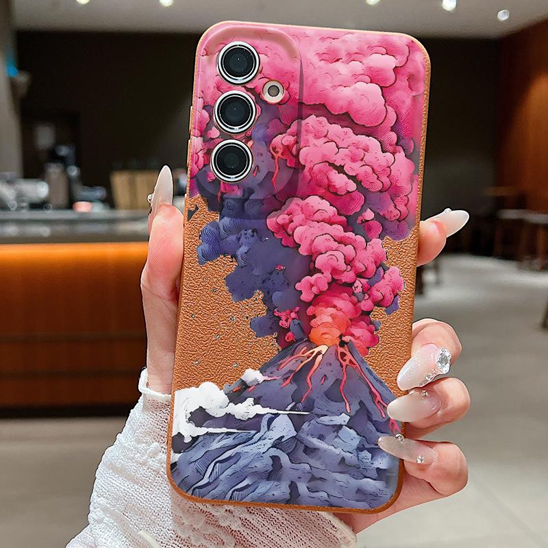 Case For Samsung Galaxy S25Edge S26 S24 S23 S22 Ultra S26 Plus S25 FE Mountain Landscape Pattern Leather Texture TPU Phone Cover