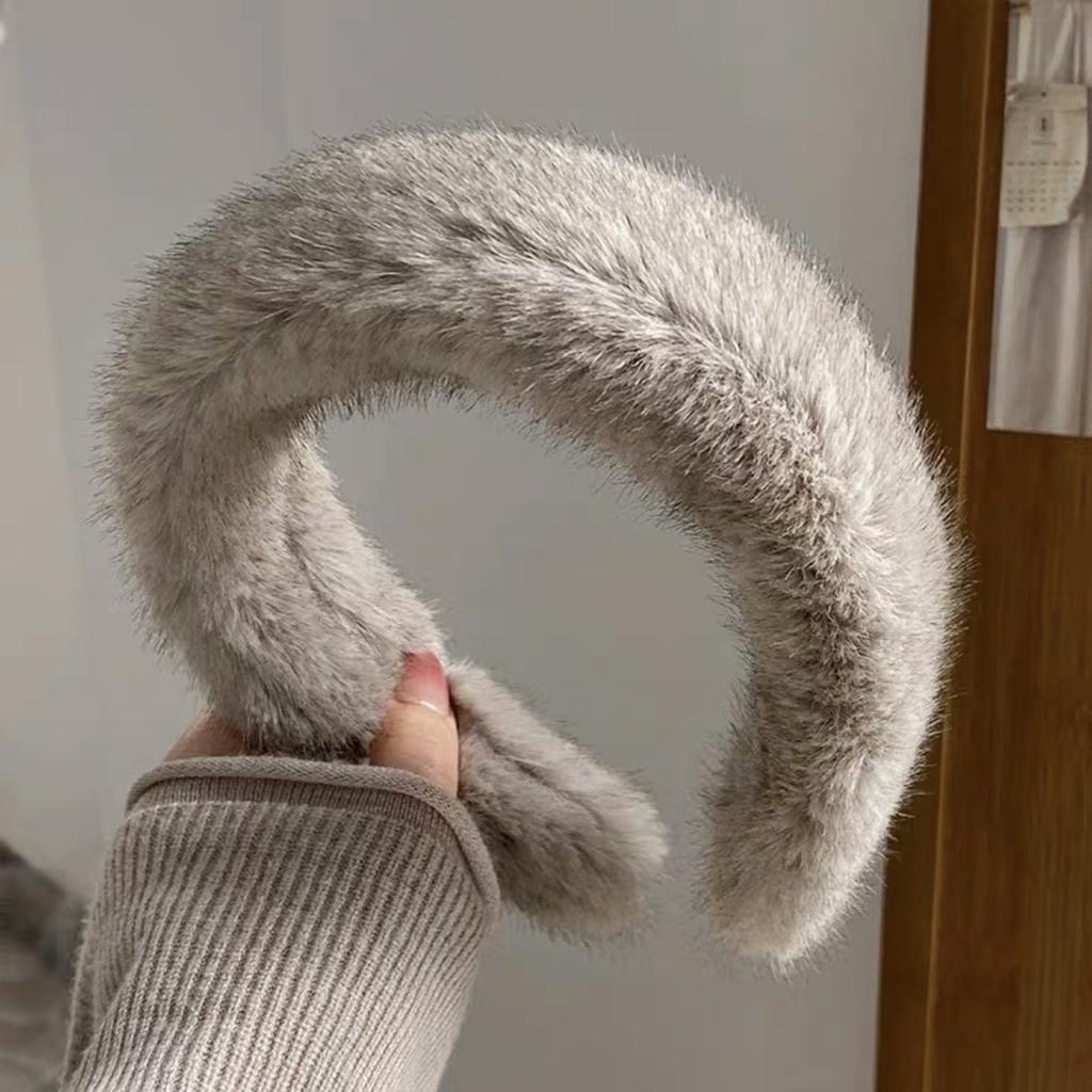 Women Girls Plush Widen Thicken Plush Hair Bands Faux Fur Headbands Soft Fluffy Furry Hair Hoops Winter Headdress