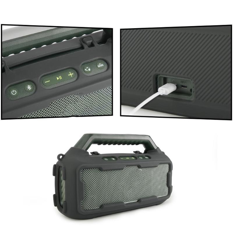 Shockproof Silicone Cover Protective Sleeve Case For Boom 2 Wireless Speaker Featuring Metal Buckle Strap