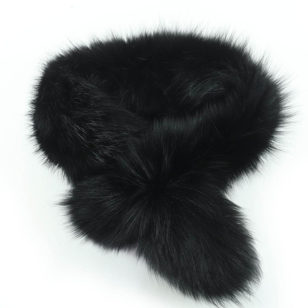 Great Salvatore Ferragamo genuine fur shawl black Fox FOX Women Used