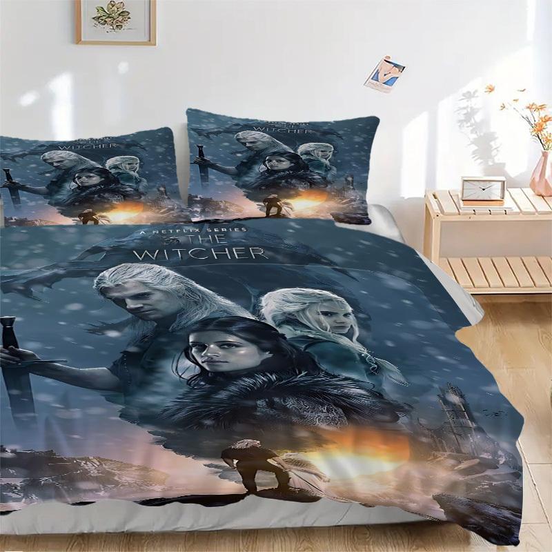 

3pcs The Witcher Comforter Set - Four Seasons Home High,Machine Washable Bedspread with Pillowcases (No Filling) yy250909028 135x200cm