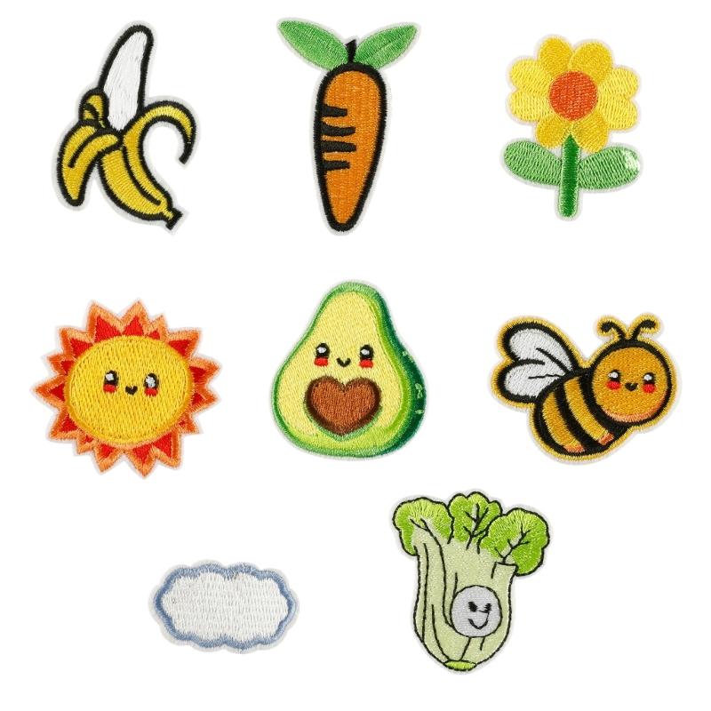 

8 Pcs Banana Embroidered Patches Flower Iron on Patches Carrot Repair Patches Sewing on Applique Patches for Bag Shoes 1