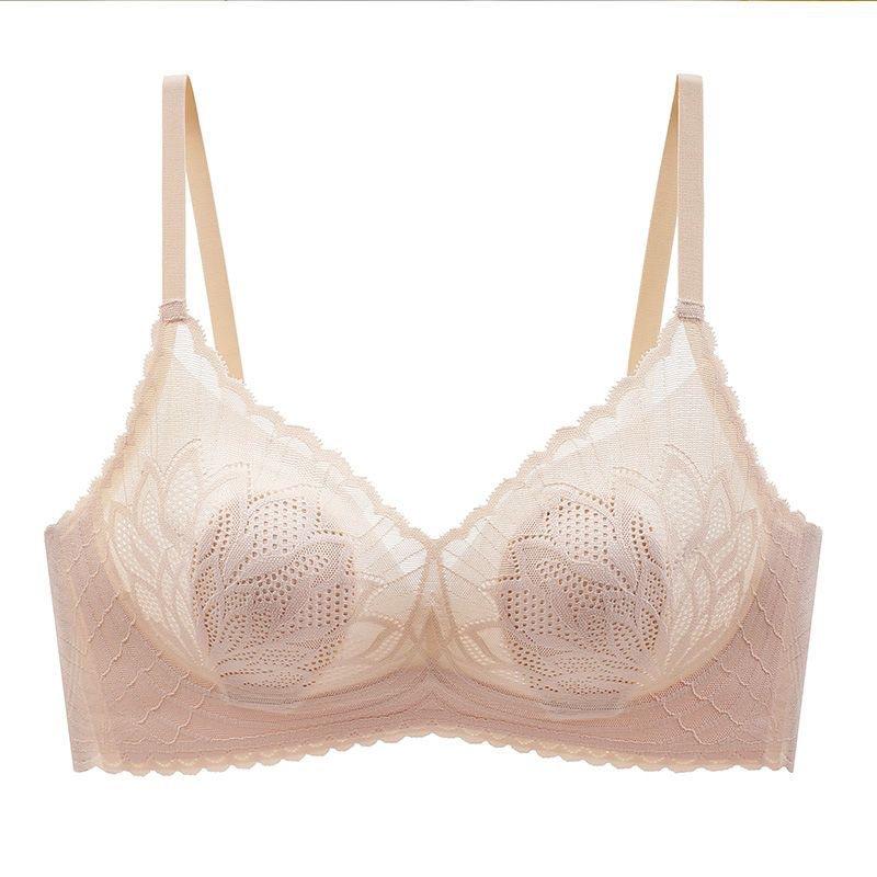 Ultra-thin model without steel ring, breathable and seamless, comfortable and breathable support, lace gathering bra