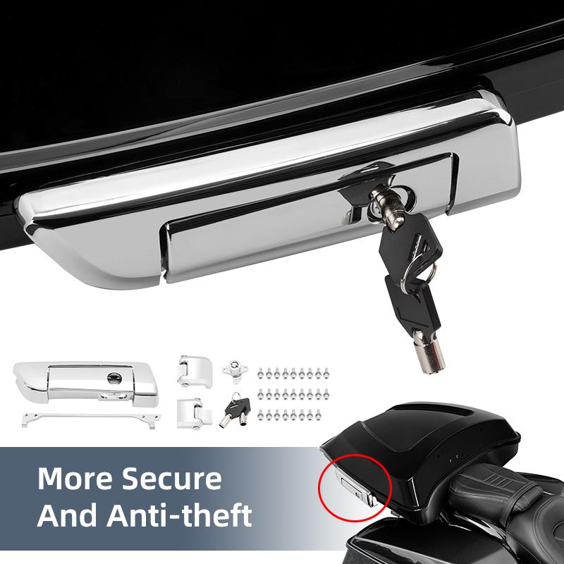 Motorcycle Chrome Pack Trunk Lid Latch Lock Key Hardware Kits For Harley Touring Road Glide Electra Glide Road King 2014-up