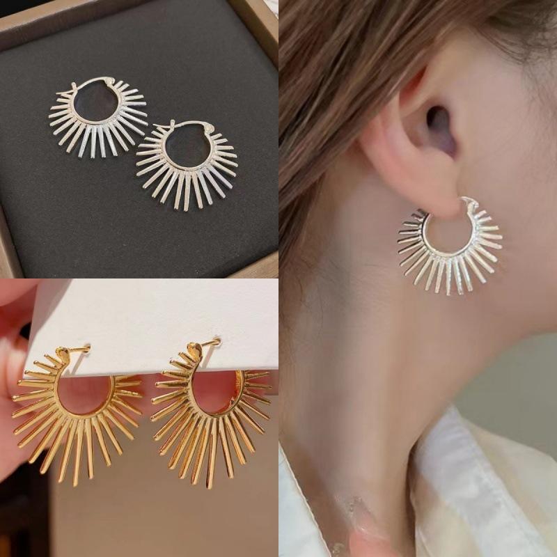 Galvanisierte Legierung Hip-Hop Unregelmäßige Runde Ohrklemmen - Damen Nicht Verblassendes Design Ohrringe