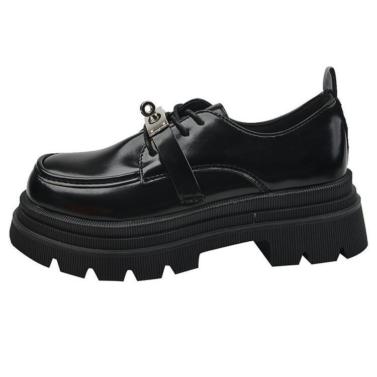 British style small leather shoes women's 2025 autumn new black retro round head fashion loafers platform muffin single shoes