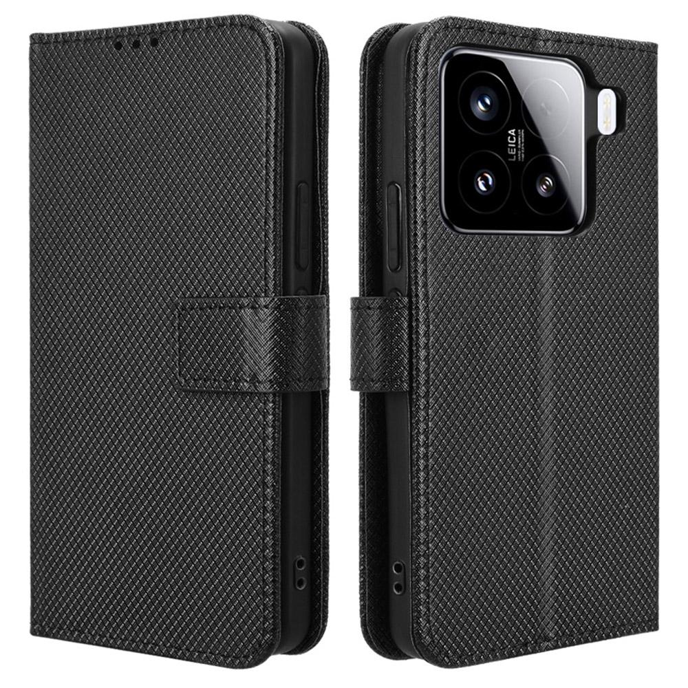 

For Xiaomi 15 Case PU Leather Diamond Texture Wallet Phone Cover A