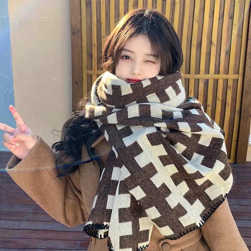 Neuer Imitat-Kaschmir-Damen-Schal Winter Vintage Karomuster-Schal Pashmina Mujer Foulard Bufanda Decke Wickel-Schals Herren Pareo