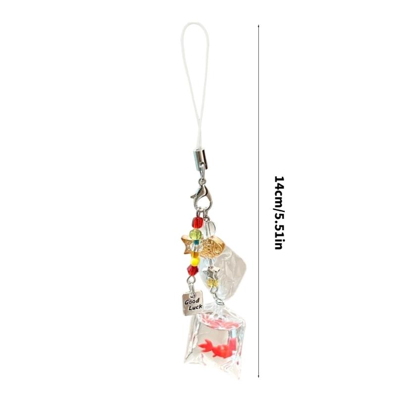 Goldfish and Bead Phone Chain Trendy Keychain Bag Pendant Accessories Stylish Car Key Holder Decoration for Women
