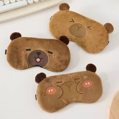 Capybara Işık Engelleyici Göz Kapağı Elastik Bantlı Peluş Karikatür Hayvan Sıcak Soğuk Kompres Göz Gölgesi Erkek Kadın Seyahat Öğle Uykusu Karartma Göz Örtüsü