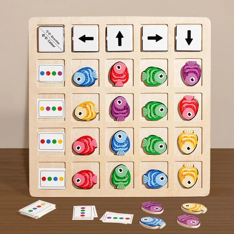 Wooden Montessori Toys Children s Logical Thinking Training Direction Color Cognition Educational Battle Battle Board Game Toys