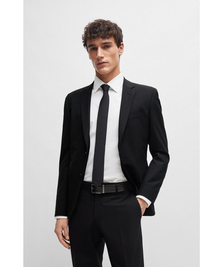 BOSS Pure Silk Jacquard Made in One Black Men's Tie, Italy, Size,