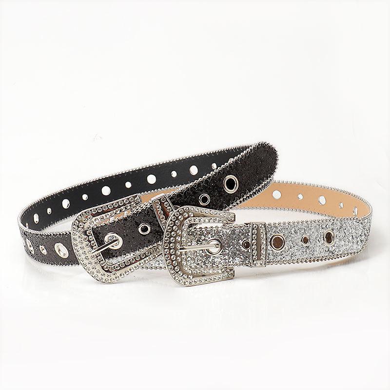 Super Shiny Belt for Women with High-end Skirt Accessories for Women's Belts for European and American Fashion Rhinestones Hot Girls Belt