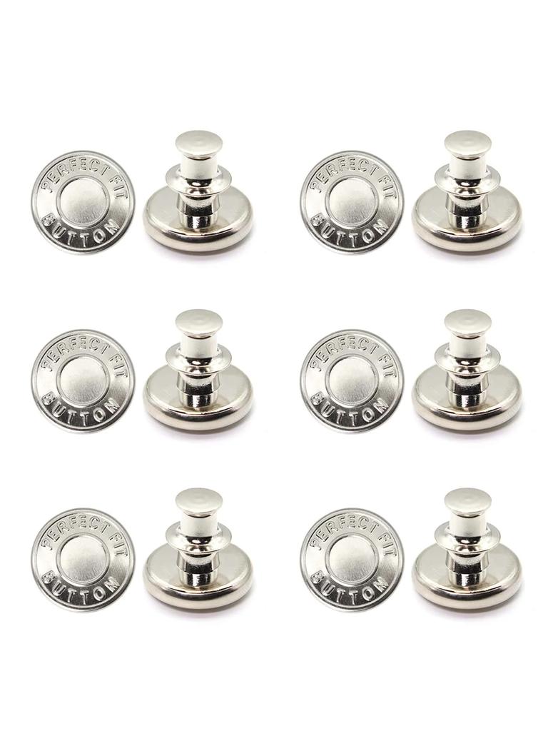 6pcs-Adjustable detachable jeans button Sew free vintage metal button garment button accessory I-button