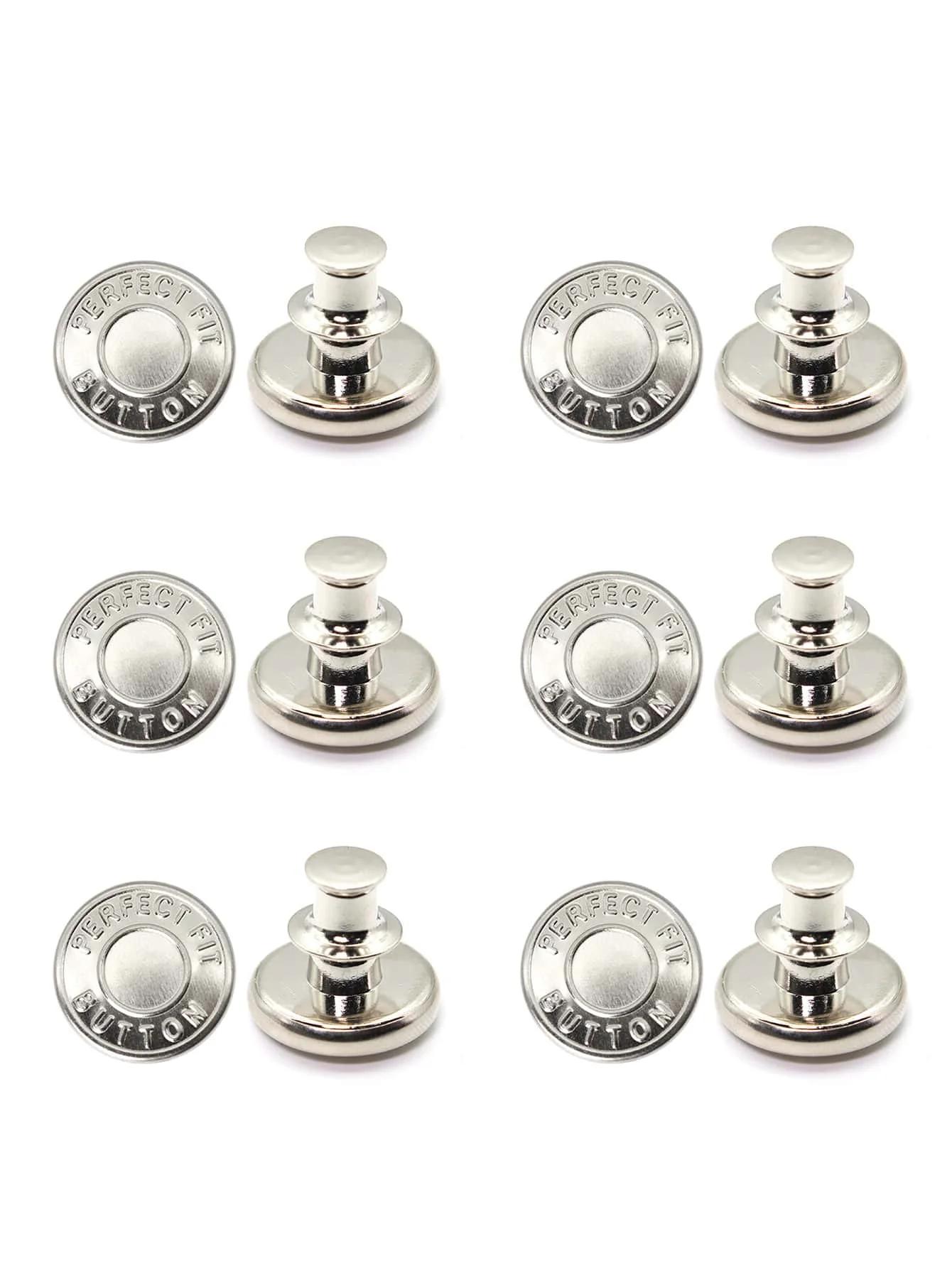 

6pcs-Adjustable Detachable Jeans Button Sew Free Vintage Metal Button Garment Button Accessory I-button