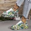 Women's Casual Sneakers Fashion New Painted Graffiti Lace Up Sports Shoes for Women Flat Pu Leather Ladies Running Shoes