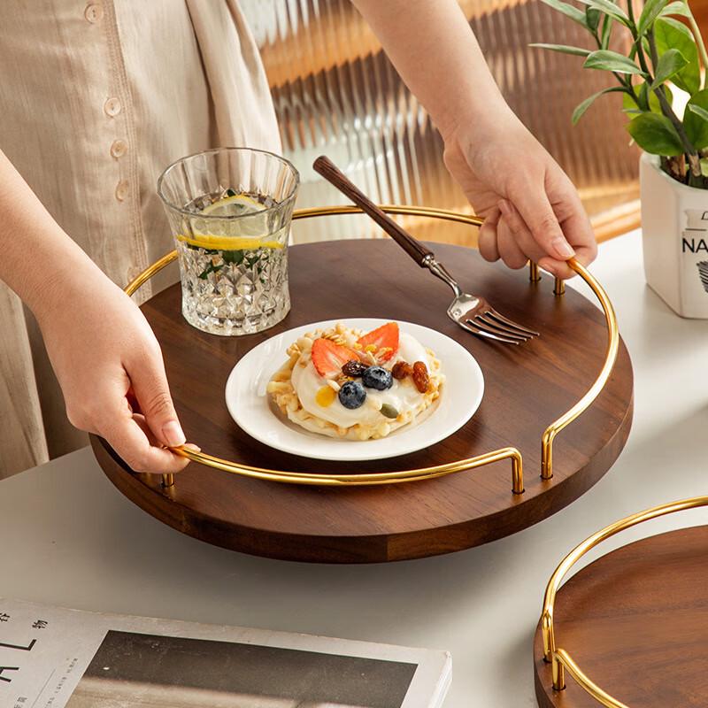 Ru Han Acacia Wood Round Storage Tray