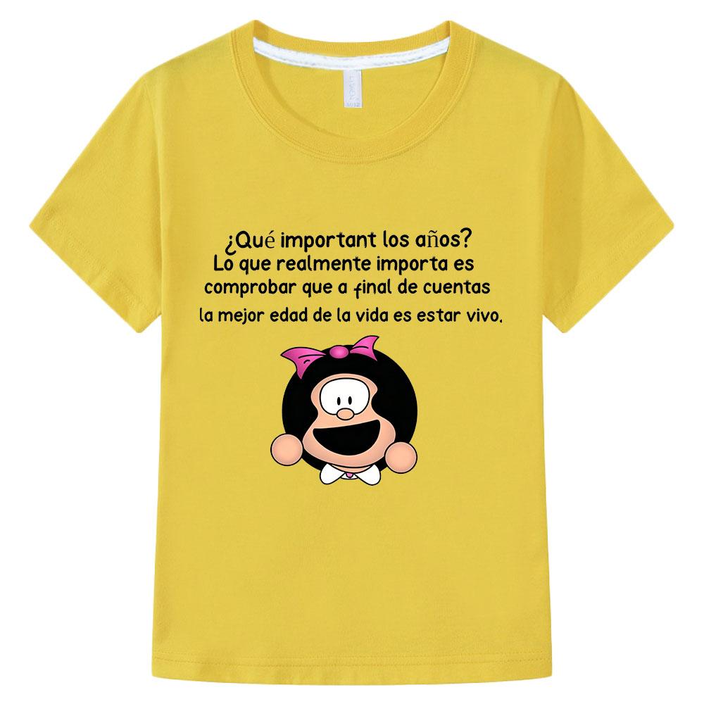 100% Bavlna Mafalda Dětské Tričko Kreslené Dívčí Oblečení Roztomilé Chlapecké Krátký Rukáv Manga Potisk Vrcholy Letní Dětská Trička Camisetas Anime Tričko