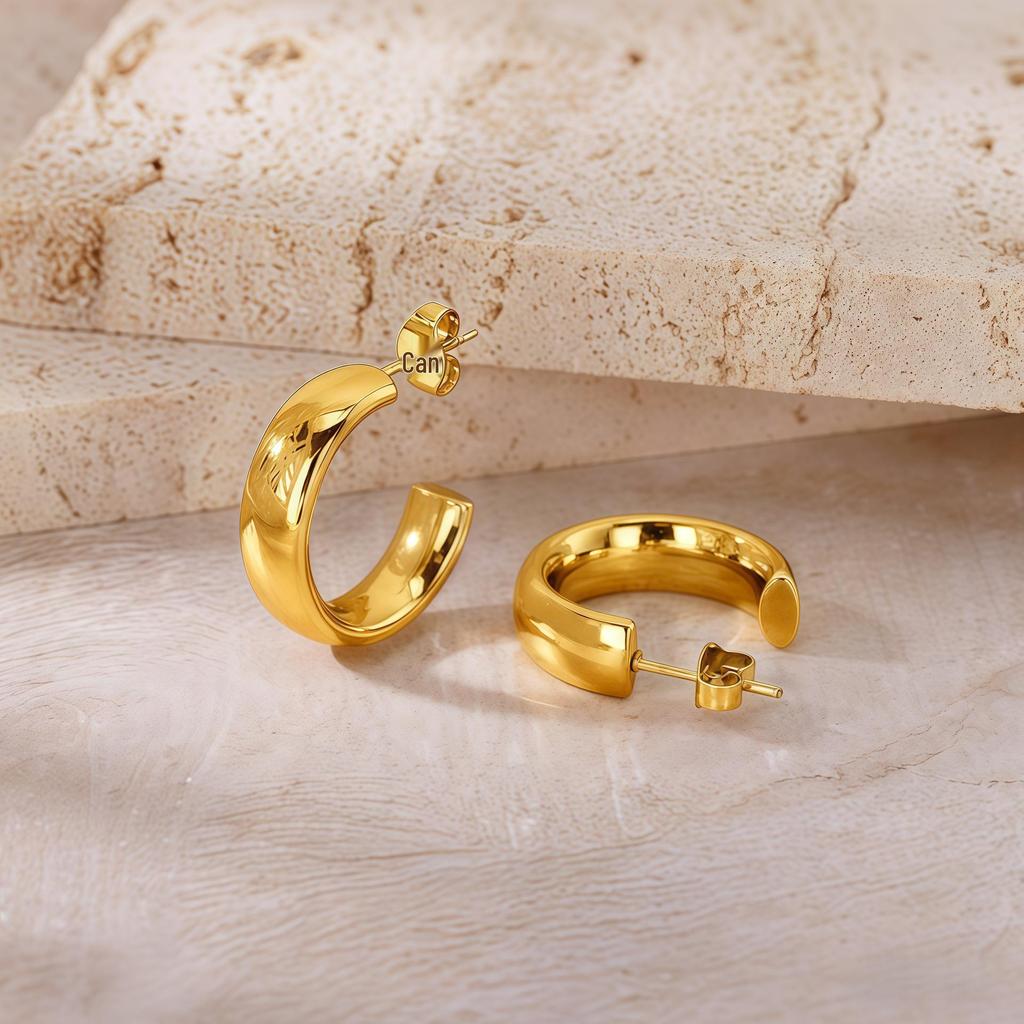 Titanium Steel Light Luxury Colorfast Hoop Earrings with High-End Feel