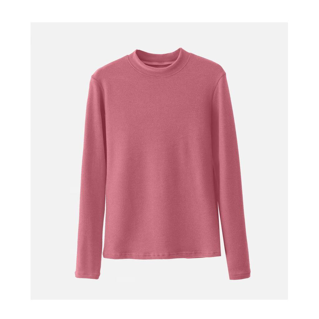 Haut d'automne/hiver en velours à col montant et manches longues, coupe slim pour femme