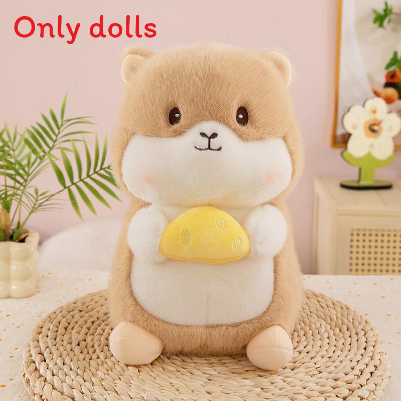 

Groundhog Cute Plush Toy Holding Pine Nuts Design For Kids Decor Bedroom Yellow,23cm