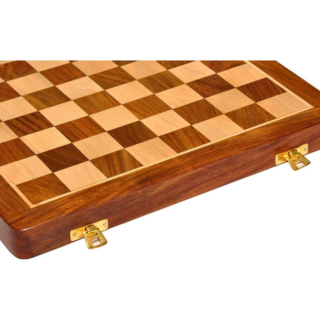 Kid Wooden Folding Handmade Chess Board Set With Magnetic Pieces With Extra Queen, 2 Players | 12.5X12.5 Inches |Multicolored