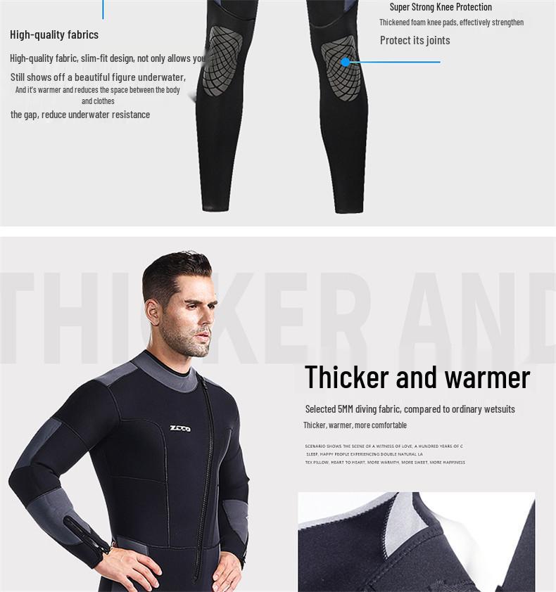 Men's 5mm Full Body Wetsuit for Deep Diving, Cold Protection, Winter Swimming & Surfing - ZCCO 2026 Edition