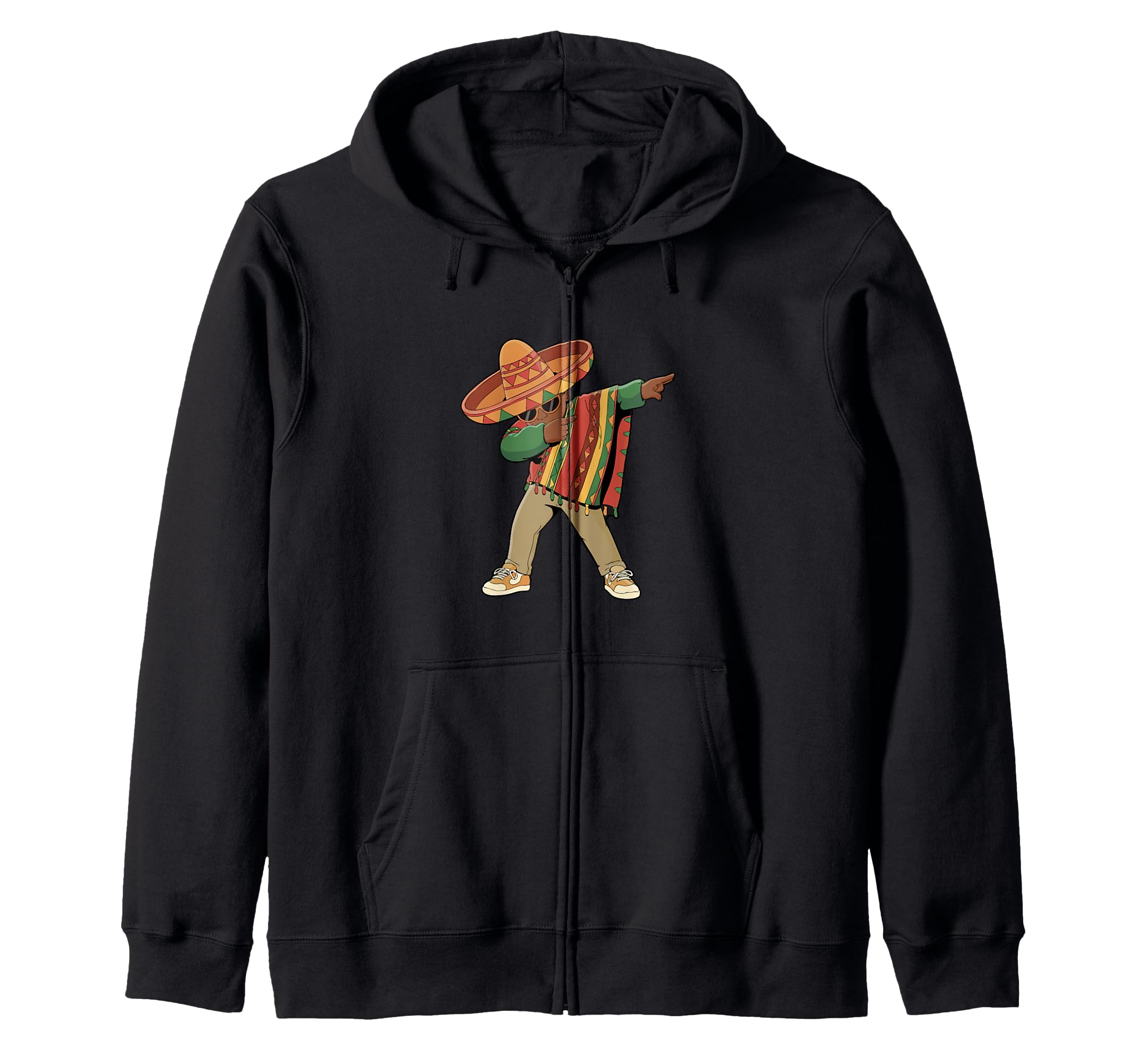 

Mexican Dabbing Poncho Cinco de Mayo 2025 Zip Hoodie чёрный