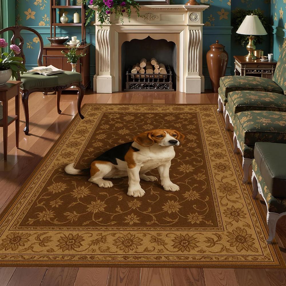 Vintage Floral Cat Printed Carpet Bohemian Style Border Door Mat Living Room Bedroom Decoration Rug