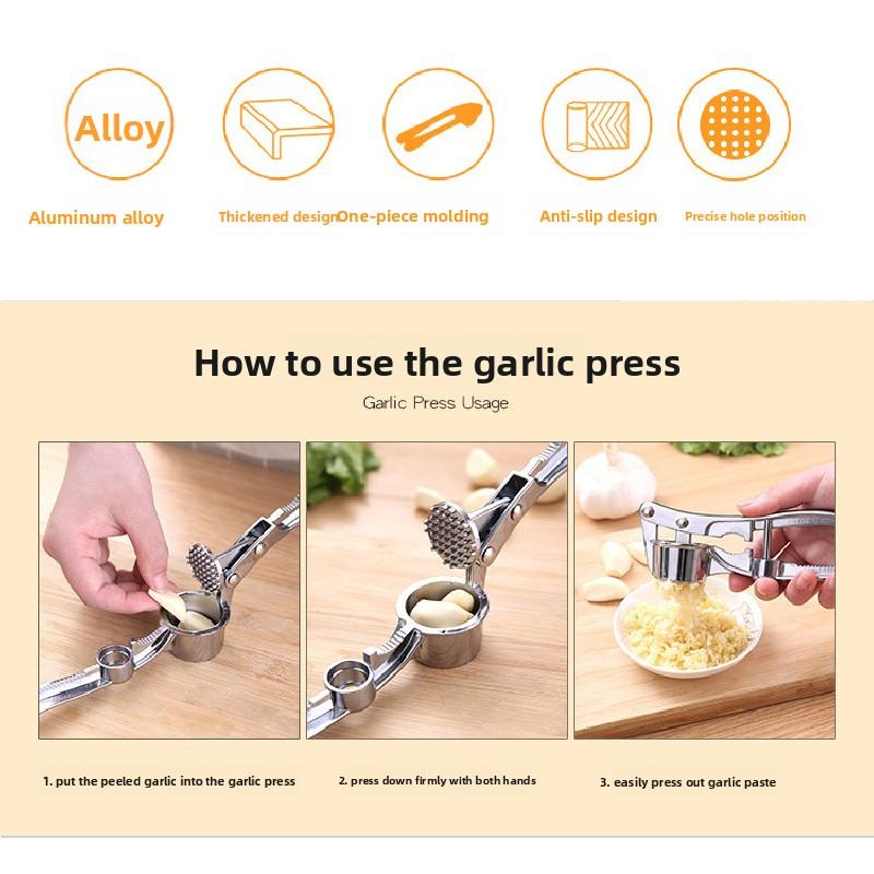 Extra-large Garlic Press, Garlic Masher, Garlic Clamp, Multifunctional Zinc Alloy Stainless Steel Manual Pull-type Garlic Crusher