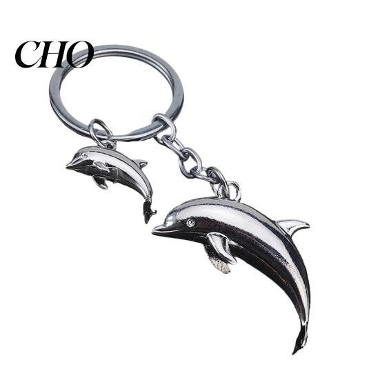 Animal Keychain Pendant Zinc Alloy Dolphin Design Key Chain Easy To Hang Electroplated Metal Ring Backpack Car Accessory Oxidation Resistant