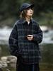 Japanese Retro Plaid Wool Shirt, Men's and Unisex Long Sleeve Jacket, Korean Style Trendy Spring & Fall Casual Wear